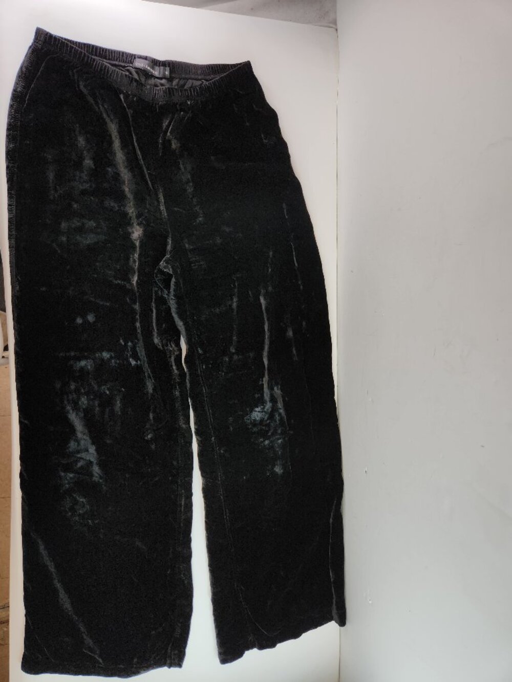 Cut Loose Black Crushed Velvet Pants Elastic Waist Wide Legs Women's Medium